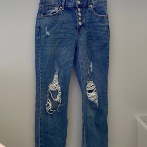 Womens high rise straight ankle jeans